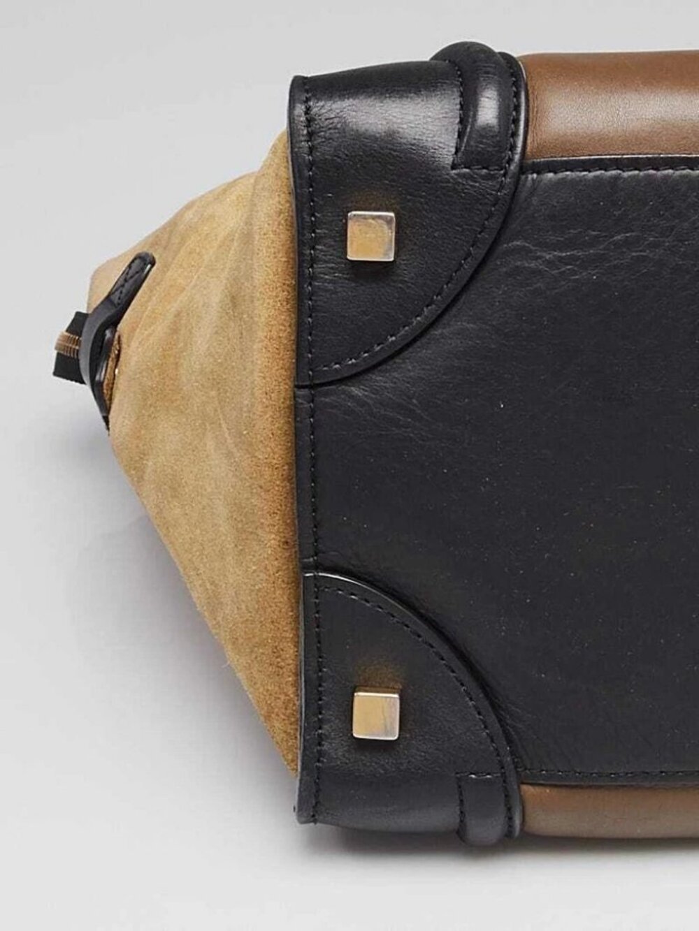 Celine Tri-Color Leather and Suede Mini Luggage Tote Bag - Picture 9 of 12